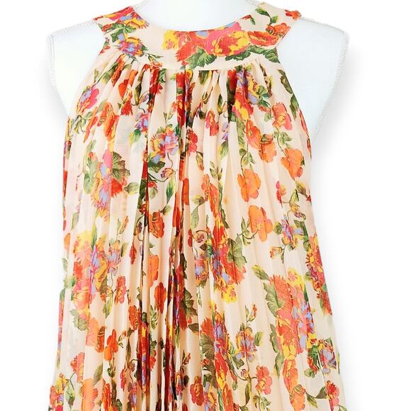 Free People SZ XS Floral Accordion Pleated Mini Dress OB502840 - Picture 3 of 9